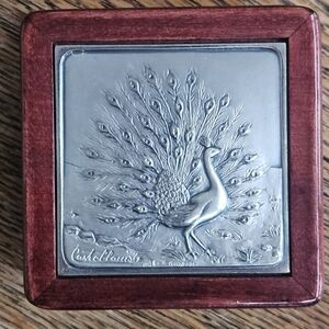 Castellani Italian Rose Wood & Sterling Silver Trinket Jewelry Box 925